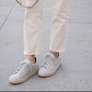 P448 Thea leather and wool Sneakers Gray White Size 43